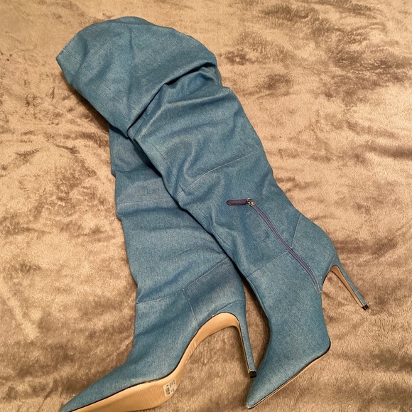 Thigh high scrunched denim boots! (NO TRADES) - Picture 6 of 6